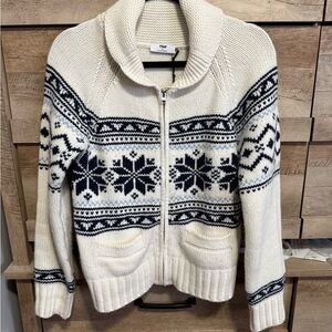 Aritzia TNA Echo Zip Up - Whisper White and Admiral - Medium